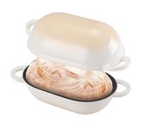 NSIRONS Moule à pain en fonte avec couvercle, 23 cm, en fonte émaillée, cocotte avec couvercle, 2,75 l, idéale pour le pain, le pain, le four, dégradé de couleur blanche