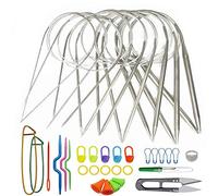 Nsiwem Aiguille à Tricoter Circulaire 80 cm 9 Pièces Aiguilles Circulaires à Tricoter en Acier Inoxydable Set épingles à Aiguilles avec Tricot Outils 1.5mm à 8mm Pour Projet De Tissage
