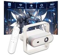 NSL03 Projecteur Intelligent, 2,4G+5G WIFI6 & BT5.4,Rotation Libre à 360°,Mini-projecteurs Android 13,éclairage ambiant RVB,Mise au Point Automatique & Correction trapézoïdale,Home cinéma (Blanc)