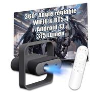 NSL03 Projecteur Vidéo Intelligent avec Enceinte Bluetooth et Wi-FI, Puce 950S, 375 Lumens, 1080P, Android 13.0, Projecteur sans Fil pour Chambre, Home Cinéma, Extérieur, Angle Réglable à 360° (Noir)