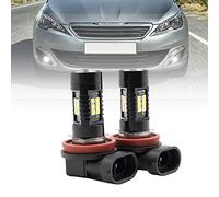 NSLUMO Ampoules antibrouillard, H8 H11 Ampoule LED pour Peug.eot 206+ 207 307 308 5008, Citr.oen C4 C5 H11 LED Antibrouillard 2x Xénon Blanc Canbus Ampoules antibrouillard H8 Ampoule LED