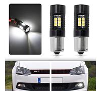 NSLUMO BA15S 1156 P21W 7506 Lot de 2 ampoules LED DRL de rechange pour 2009-2014 Volks Polo MK5 GTI 6R Feux de jour LED Xénon Blanc DLR