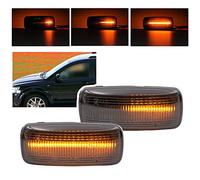 NSLUMO Clignotant latéral dynamique Jeu de feux de position latéraux coulant orange clignotant lentille fumée convient pour 2011 2012 2013 2014 2015-2023 Fiat Freemont, Lancia Voyager