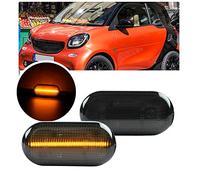 NSLUMO Clignotant latéral LED compatible avec Smart Fortwo III Coupé Cabrio Typ 453 ED/EQ Répéteur de clignotant 2 pcs Fumé Lentille latérale Marqueur Clignotant