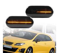 NSLUMO Feu de position latéral LED compatible avec Seat Ibiza 6J ST Leon Arosa Mii Cordoba Citigo Clignotant séquentiel dynamique Clignotant latéral 2 pièces Lentille fumée
