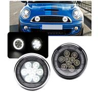 NSLUMO LED Anneau Halo Feux de jourPhare de conduite DRL de rallye pour Mini Cooper R55 R56 R57 R58 R59 2Pcs Bimmer Coquille noire Phare supplémentaire LED DLR Lampes