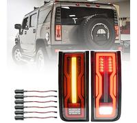 NSLUMO LED arrière Bumper feux arrière pour Hummer H2 SUV 2003-2009 2Pcs | noir lentille transparente stop clignotant Parking Combo feu ensembles, Plug and Play DOT SAE Certified