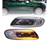 NSLUMO Led Indicateurs Latéraux Marqueur Répéteur Lumière pour Mini Cooper F55 F56 F57 S SD Cabriolet JCW Ambre Dynamique Led Clignotant Lampe 2 pièces Lentille Claire