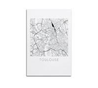 NSNAL Poster de carte de ville minimaliste de l'Europe, France, Toulouse, rétro et artistique, affiche décorative sur toile pour chambre à coucher (30 x 45 cm)