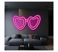 NSNDzi Enseignes des Lunettes de Soleil Au Néon Signe Lumières LED Personnalisé Lumineux Mural Deco Appliques Utilisé pour Hôtel Fête Mariage Bar Chambre(Pink,15.7x8.3in)