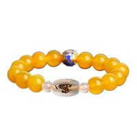 NSNYDNZ Bracelet en Obsidienne, Bracelet en Agate Rouge, Bracelet en Perles de Cristal de 10 mm for Femmes et Hommes, guérison Reiki, méditation des Chakras, Obsidienne(Yellow Agate)