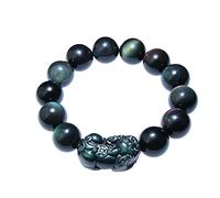 NSNYDNZ Bracelet en Obsidienne, Bracelet Piyao, Pierre précieuse d'obsidienne Noire Naturelle, Bracelet énergétique, Perle élastique réglable, éloigne Les Mauvais Esprits, Bijoux for Hommes
