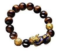 NSNYDNZ Bracelet en Obsidienne, Perles d'agates Naturelles en œil de Tigre, méditation Reiki, éloigne Les Mauvais Esprits et apporte la prospérité.(D-12mm)