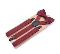 NSNYDNZ Bretelles pour Hommes, 1 Lot de Bretelles et Cravates Tendance 2,5 x 110 cm, 3 Pinces, Style Vintage décontracté for Homme, idéal for Une fête Mariage ou Un Pantalon(Wine Red)
