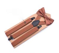 NSNYDNZ Bretelles pour Hommes, 1 Lot de Bretelles et Cravates Tendance 2,5 x 110 cm, 3 Pinces, Style Vintage décontracté for Homme, idéal for Une fête Mariage ou Un Pantalon(Camel)