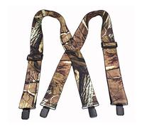 NSNYDNZ Bretelles pour Hommes, Bretelles élastiques réglables Camouflage for Homme, Bretelles Robustes, 4 Clips, for la pêche et Chasse en Plein air(Black Clips)