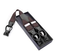 NSNYDNZ Bretelles pour Hommes, Bretelles en Cuir véritable for Homme, Forme de Y, très résistantes, réglables, élastiques, idéales for Un Mariage, père ou Mari(Bruin)