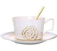 NSNYDNZ Tasses à Expresso, Service à thé en Porcelaine Anglaise, Tasse à café avec Soucoupe et cuillère dorée, 240 ML, Tasse Peinte à la Main for Le goûter Anglais