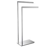 NSODOO Double Porte-Serviettes autoportant Accessoires de Salle de Bain Porte-Serviettes sur Sol Laiton Chrome