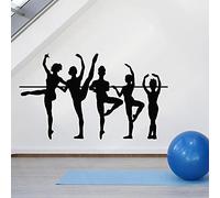 NSRJDSYT Ballerine Sticker Silhouette Ballet École Studio Artiste Danseur Théâtre Intérieur Décor Salle De Danse Vinyle Autocollants Mural 75x127cm
