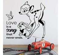 NSRJDSYT Bambi Dessin Animé Sticker Vie Citation Papillon Lapin Enfants Chambre Pépinière Décor À La Maison Porte Fenêtre Vinyle Autocollants Amour Mural 42x44cm