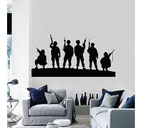 NSRJDSYT Enfants Soldats Sticker Mural Silhouette Armes Militaires thème de la Guerre Vinyle Sticker Mural Enfants garçons Chambre Salle de Jeux décor à la Maison 75x131cm