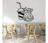 NSRJDSYT Fast Food Stickers Muraux Cartoon Hamburger Frites Vinyle Restaurant Salle À Manger Magasin Fenêtre Verre Signe Stickers Décor 95x84cm