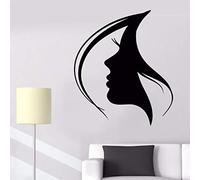 NSRJDSYT Femme Visage Silhouette Stickers muraux Vinyle Amovible Mode Fille Visage Sticker Mural Fille tête Coiffure Salon décoration 42x49cm