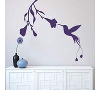 NSRJDSYT Oiseau zippant Le Nectar sur la Fleur Autocollant Mural Vinyle Art Fleur Animaux pour la Maison Chambre et el décoration 57x57cm