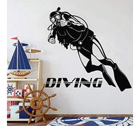 NSRJDSYT Plongeur Sticker Mural Club De Plongée Cool Décor Sport Natation Eau Autocollants Vinyle Homme Cave Intérieur Art Décoration 58x57cm