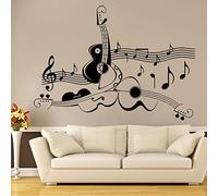 NSRJDSYT Salle de Musique Guitare décor Stickers muraux Guitare Abstraite partition Cool Maison Salon décoration Vinyle Art Sticker Mural 80x57cm
