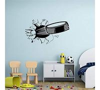 NSRJDSYT Sports Stickers Muraux Hockey sur Glace Art Decal Salon Décoration Enfants Jouant Déchirure Éclatant À Travers La Peinture Murale 72x42cm