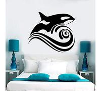 NSRJDSYT Sticker Mural en Vinyle Baleine Vague mer océan Style Autocollant Mural Amovible Maison Salle de Bain décor mer Animal Design Art Mural décor 66x57cm