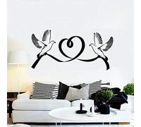 NSRJDSYT Sticker Mural en Vinyle colombes Oiseau Mariage Amour Coeur Couple Romantique Chambre Salon Stickers muraux pépinière église Art Mural 42x83cm