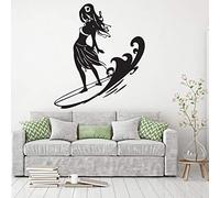 NSRJDSYT Surf Fille Surf Stickers muraux Surfeur Planche de Surf Autocollant Mural Surf Sport Vinyle décalcomanies Filles Chambre décoration Affiche 66x57cm