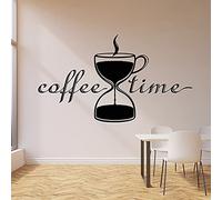 NSRJDSYT Temps de détente Sticker Mural Salle de Pause sablier Tasse à thé café café décor intérieur Vinyle fenêtre Autocollants Art Mural 42x73cm