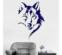 NSRJDSYT Tête de Loup Sticker Mural Animal Tribal Art Chambre Chambre Homme des cavernes Bar décor intérieur Vinyle fenêtre Autocollants Amovible Cool Mural 57x84cm