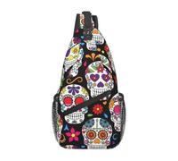 Nssbvnm Sac à dos à bandoulière avec imprimé crânes en sucre pour homme et femme