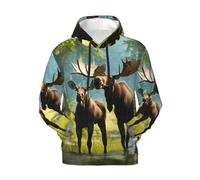 Nssbvnm Sweat à capuche pour homme avec imprimé cerf ours élan chaud et léger pour l'hiver décontracté Essentials coupe ample, Noir , S