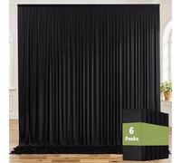 NSSONBEN Lot de 6 Rideaux de Fond en Polyester infroissables pour fêtes, Mariage, fête prénatale, fête d'anniversaire, 9,1 x 2,4 m, Noir