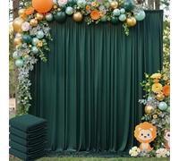 NSSONBEN Rideau de fond vert chasseur sans plis de 20 pi x 8 pi pour fêtes de jungle, 4 panneaux de 5 × 8 pi en polyester vert doux et soyeux pour décor de photo de mariage, anniversaire, Noël