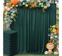 Nssonben Rideau de Toile Fond Infroissable pour Les fêtes, 10 Panneaux de 1,5 x 2,4 m en Polyester Soyeux pour séances Photo : Anniversaires, remises de diplômes - 9,1 x 2,4 m - Vert Chasseur