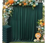 Nssonben Rideau de Toile Fond Infroissable pour Les fêtes, 8 Panneaux de 1,5 x 3 m en Polyester Soyeux pour séances Photo : Anniversaires, remises de diplômes - 12,1 x 3m - Vert Chasseur