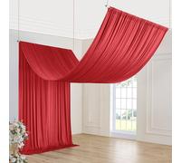 NSSONBEN Rideaux de plafond rouges de 3,05×6,1 m pour mariages et fêtes, 2 panneaux de 1,5×6,1 m de long pour auvent de tente, rideaux de plafond sans plis en soie faciles à draper et à accrocher