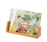NSTVVEE Cadre Photo en Forme de U avec Base en Bois, Couvercle en Verre Acrylique Haute définition, décoration de Table, Cadre Photo Vertical/Horizontal