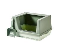 NSXAYIWE Large Cat Litter Box with High Fence and Scoop, Semi Enclosed Large Litter Box, Spill Proof Top Entry Litter Box (S)