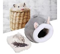 NSXAYIWE Maison de lit de Hamster Chaud, Maisons de Hamster Doux et repaire pour Le Cochon d'Inde Rat Chinchilla, Accessoires de Cage de Rat (Bébé Gris)