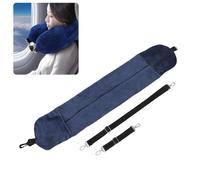 NSXAYIWE Oreiller de voyage rembourré pour avions, oreiller de voyage réglable en peluche avec cordons pour voyage, voitures, trains, oreiller d'avion pour longs vols (Bleu)