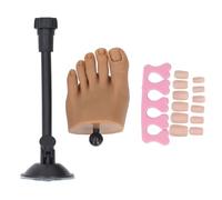 Nsxayiwe silicone faux pied avec stand pour la pratique de l'art nail, modèle de faux orteils articulé avec une assiette à ongles non glissante pour les pointes des ongles (Pied gauche)