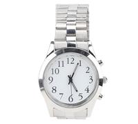 NSXAYIWE Talking Watch avec Alarme pour Les aveugles malvoyants Grande Voix Claire, Bande élastique en Acier Inoxydable pour Les Personnes âgées, utilisateurs à Basse Vision